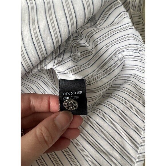 7 Diamonds Mens 2XL Pin Stripe Metal Button Up‎ Long Sleeve Shirt - Picture 5 of 7